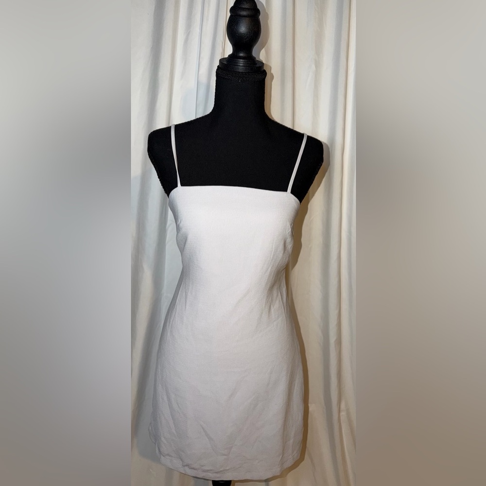 Lulus Bodycon Mini Dress Womens S White Open Back Tie Spaghetti Strap